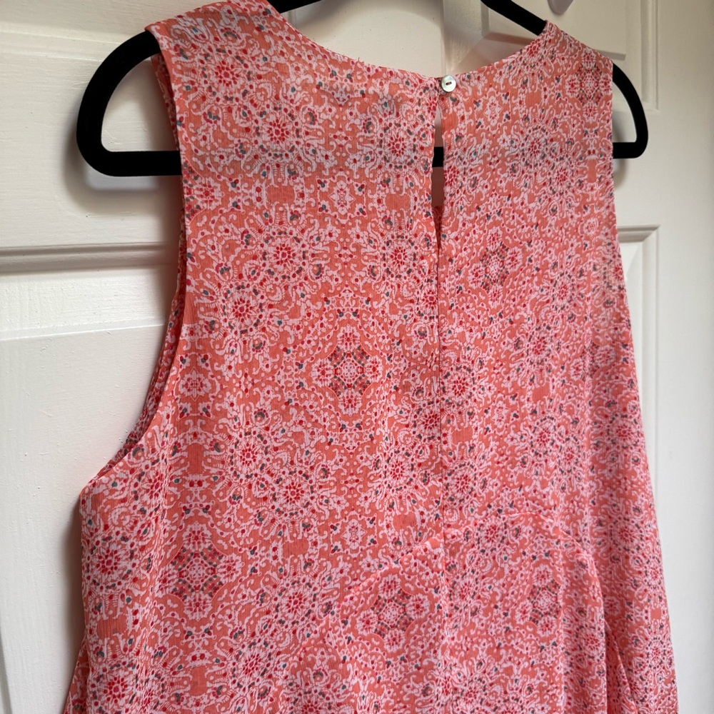 FEVER Sleeveless Coral Peach Orange Medallion Mandala Print Top women size Large - Picture 8 of 16